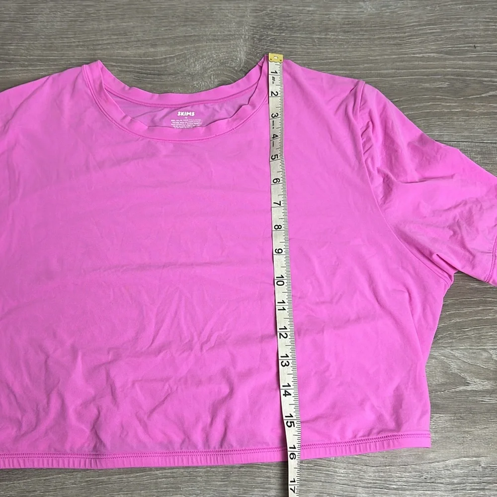 Skims Fits Everybody Super Cropped Tee Pink 4X - Picture 5 of 7